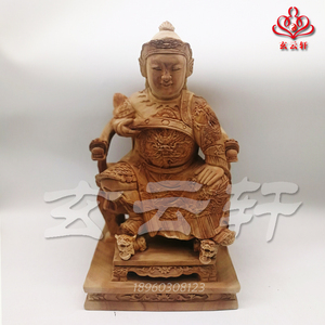 赵子龙木雕神像锦雕赵云家居摆件樟木材质