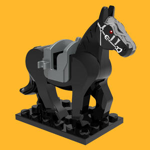 兼容乐高中古世纪骑士战马戒灵马积木带马鞍绝版人仔拼装儿童玩具