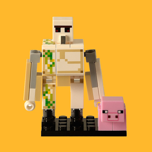 兼容乐高我的世界铁傀儡猪积木模型亲子拼装人仔益智玩具热销礼物