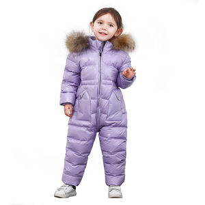 童装连体羽绒服男宝冬季防水免洗外套2-3-4-5-6岁女童加厚滑雪服