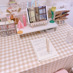 电脑格子桌布书桌宿舍学生日系少女心可爱长方形小方格网红防水