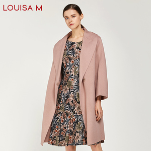 louisa m/路逸沙·美冬季女装新款浅粉色中长款纯羊毛大衣w284c33