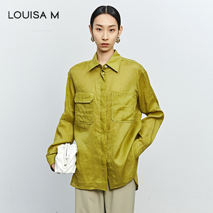 LOUISA M/路逸沙·美夏季新款女装经典基本款翻领长袖衬衫A232B02