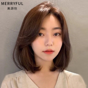 假发女中分锁骨发八字刘海中长发隐形逼真修脸自然整顶全真发头套