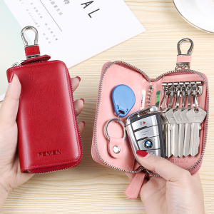钥匙包女士真皮精致锁匙包小巧软皮大容量复古简约汽车钥匙收纳包