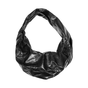明天藝術家TOMORE ARTIST 黑色裂纹亮皮大容量斜挎包月牙包1.0