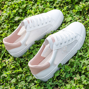 人本小白鞋女镂空透气网面帆布鞋子2020夏季新款韩版百搭学生网鞋