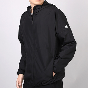 neo阿迪休闲2022新款男装运动休闲黑色连帽防风夹克hd47005人付款
