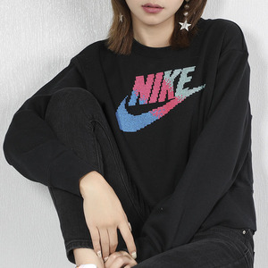 nike耐克女装卫衣2021秋季新款运动休闲短款圆领炫彩套头衫bv2801