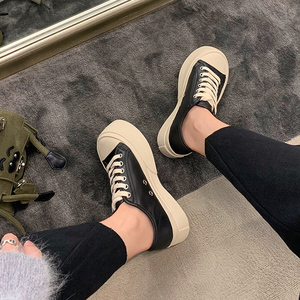 全牛皮~mona张绮贤同款大头鞋真皮松糕厚底小白鞋女百搭胖胖鞋