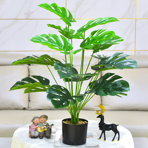 仿真绿植龟背竹75CM大型绿叶北欧风绿色植物盆栽家居装饰跨境