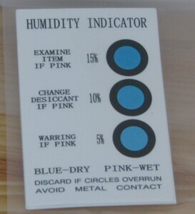 湿度卡 3点 三点 有钴 指示卡 蓝变粉红 5%-15% 蓝色 粉色
