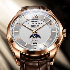 罗宾尼男士手表全自动机械表商务休闲名牌名表正品品牌男表十大