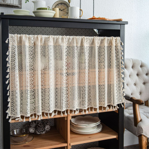 简约时尚小窗帘透光不透人免打孔门帘阁楼短半帘厨房飘窗咖啡帘子