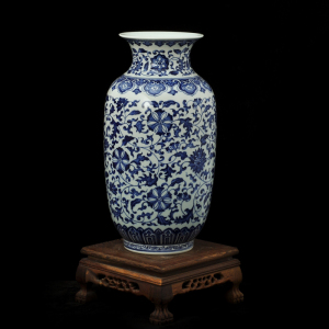 景德镇手绘青花瓷冬瓜瓶仿古陶瓷器花瓶摆件中式桌面玄关客厅摆件