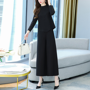 时尚套装女春秋2021新款大码女装休闲显瘦小个子运动阔腿裤两件套
