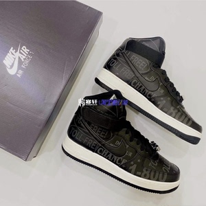nike air force 1 af1高帮空军一号黑镭射反光弹幕板鞋cu1414-001