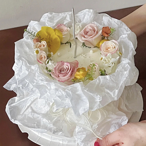 韩国进口雪梨纸母亲节情人节生日花束蛋糕外围包装纸烘焙甜品用纸
