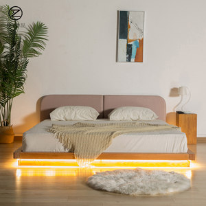 北欧日式榻榻米软靠矮床简约白橡木民宿无床头床带灯带阁楼床定制