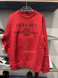 奥地利奥特莱斯购范思哲Versace男士红色美杜莎头像印花套头卫衣