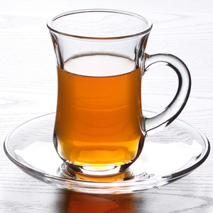 土耳其郁金香杯红茶杯耐热茶杯咖啡杯带碟套装带把花茶杯6个包邮