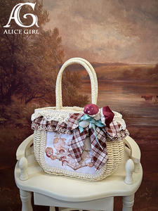 Alice girl原创款Lolita森林里的农场 巴伐利亚田园风 蘑菇编织包