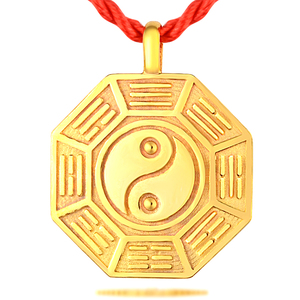 999足金黄金挂坠太极八卦吊坠男士女霸气圆牌纯金本命年生日礼物