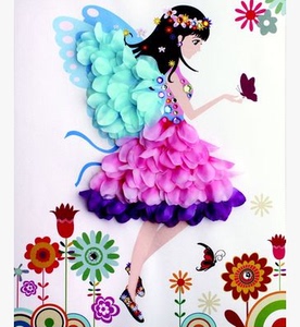 创意儿童手工花瓣粘贴画diy贴布花朵制作相框画幼儿园亲子材料包