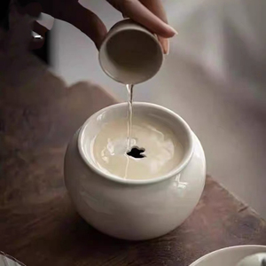 草木灰建水陶瓷茶洗茶渣缸水盂简约带盖日式家用茶具壶承干泡台