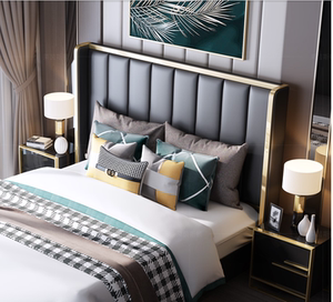 美式轻奢软包床头靠背板酒店床屏港式简约布艺床头板定制皮艺床头