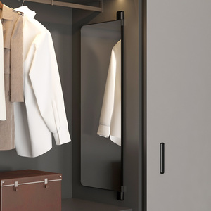 全身衣柜镜子内装隐形平开门可关闭穿衣镜折叠推拉伸缩家用试衣镜