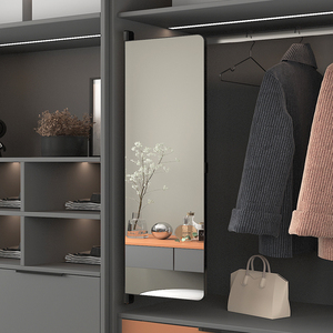衣柜镜子轻奢内装隐形可以关闭的全身穿衣镜柜一体伸缩可折叠隐藏