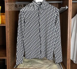 dior迪奥21fw新款老花满印提花字母logo衬衫女长袖衬衣男针织外套