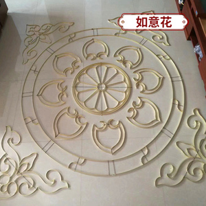 新款水磨石图案地面地板客厅吉祥如意花型真铜花模型铜条拼花材料