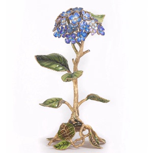j-strongwater 手工制 施华洛世奇水晶 蓝色绣球花 镀金植物摆件