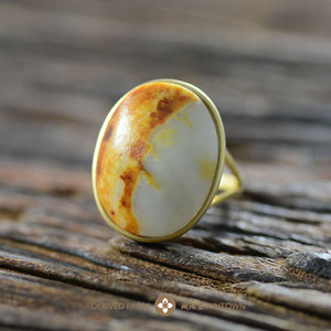 和田玉籽料戒指女