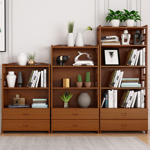 儿童书架简易书架组合实木置物架楠竹书柜简约现代儿童创意落地