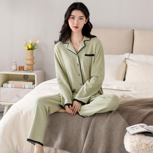 意大莱睡衣女士春秋款秋季纯棉长袖家居服夏季薄款空调服宽松套装