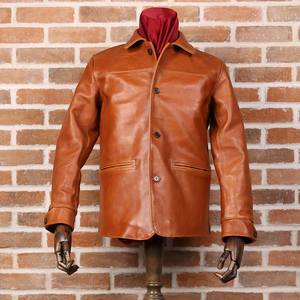 恶犬bronson司闸员植鞣革牛皮夹克 男士加厚头层粒面真皮夹克外套