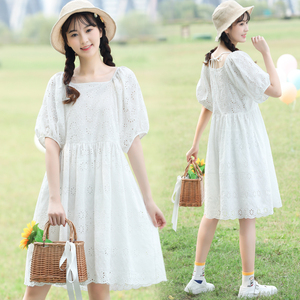 14岁少女大童夏季连衣裙初中学生甜美可爱蕾丝长裙12岁女孩裙子