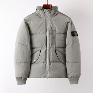 stone island 石头岛金属尼龙连帽羽绒服 加厚保暖防水夹克外套男