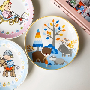 出口可爱卡通动画公主王子陶瓷餐盘甜品盘儿童餐盘早餐盘创意动物