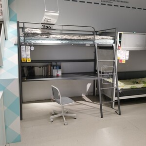 宜家ikea家居 斯沃塔 高架床单人床铁艺床儿童床楼梯床架双层床