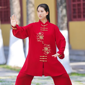 争风华2024太极服女新款春高端绣花红色太极拳练功表演服秋旗舰店