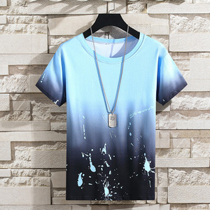网红同款t恤短袖男潮牌夏季学生渐变夏天薄款半袖上衣服冰感夏装t
