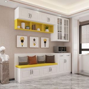 卡座餐边柜一体靠墙家用酒柜餐厅餐椅组合储物吊柜饭厅收纳装饰柜