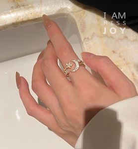 【乔老板JOY】星月神话 闪钻ins质感戒指珍珠 开口小众设计日韩国