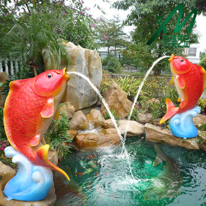 玻璃钢发光喷水鱼摆件花园林景观设计工艺品户外水池酒店庭院雕塑