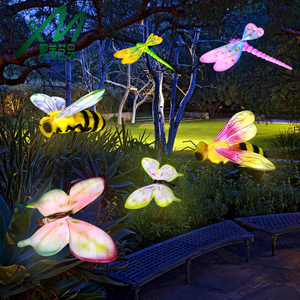 玻璃钢仿真发光蝴蝶蜻蜓摆件别墅户外园林庭院蜜蜂昆虫装饰品雕塑