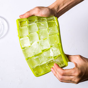 日式硅胶冰格带盖子创意大冰块模具制冰盒辅食盒冷冻盒子36格24格